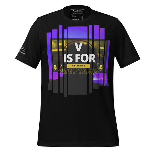 "V is for Video Games" - Gamer For Life Black Motivational Men's T-Shirt