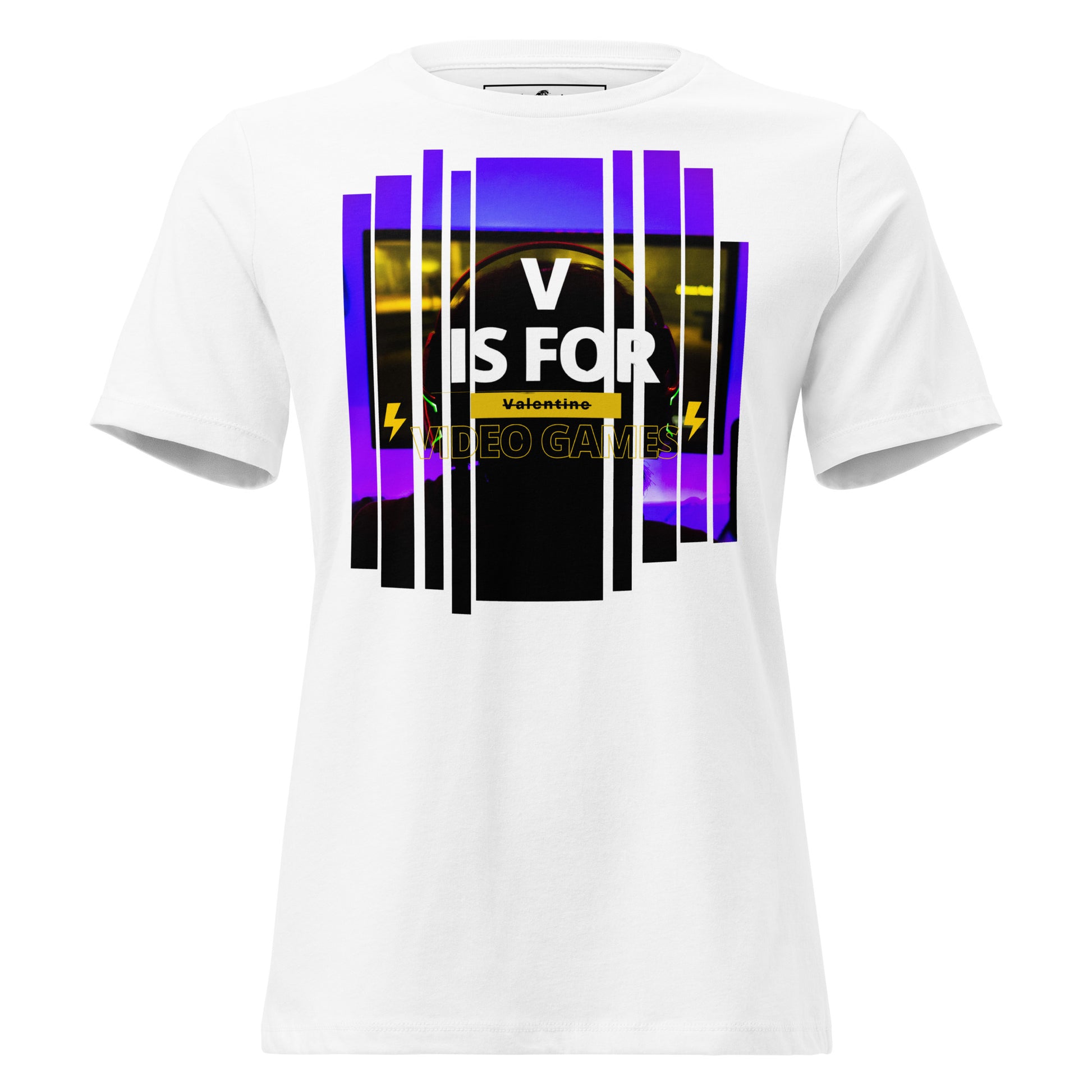 "V is for Video Games" - Gamer For Life White Motivational Women’s T-Shirt