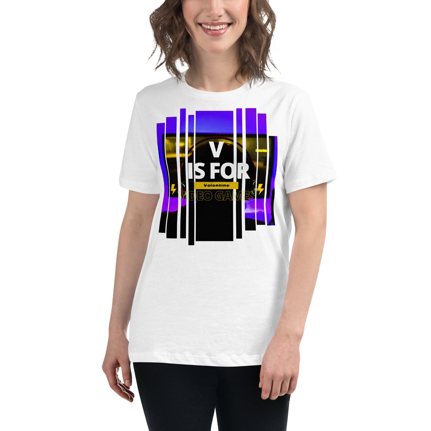 "V is for Video Games" - Gamer For Life White Motivational Women’s T-Shirt Lifestyle