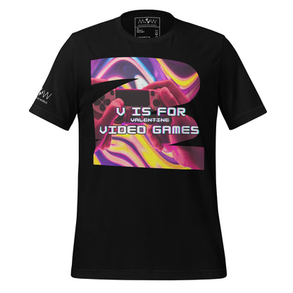 "V is for Video Games" - Gaming Black Motivational Men's T-Shirt
