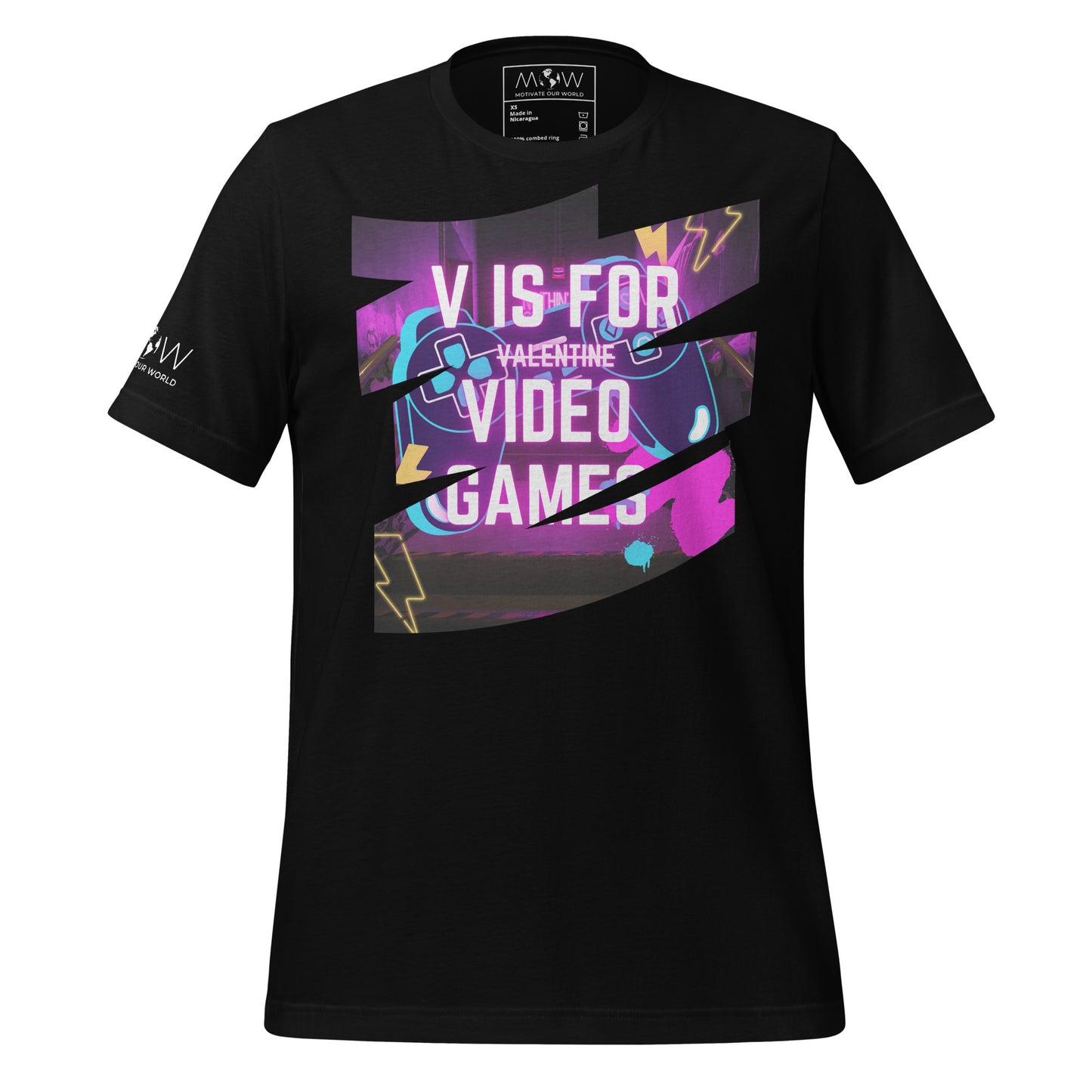 "V is for Video Games" Black Motivational Men's T-Shirt