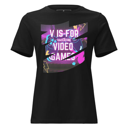 "V is for Video Games" Black Motivational Women’s T-Shirt