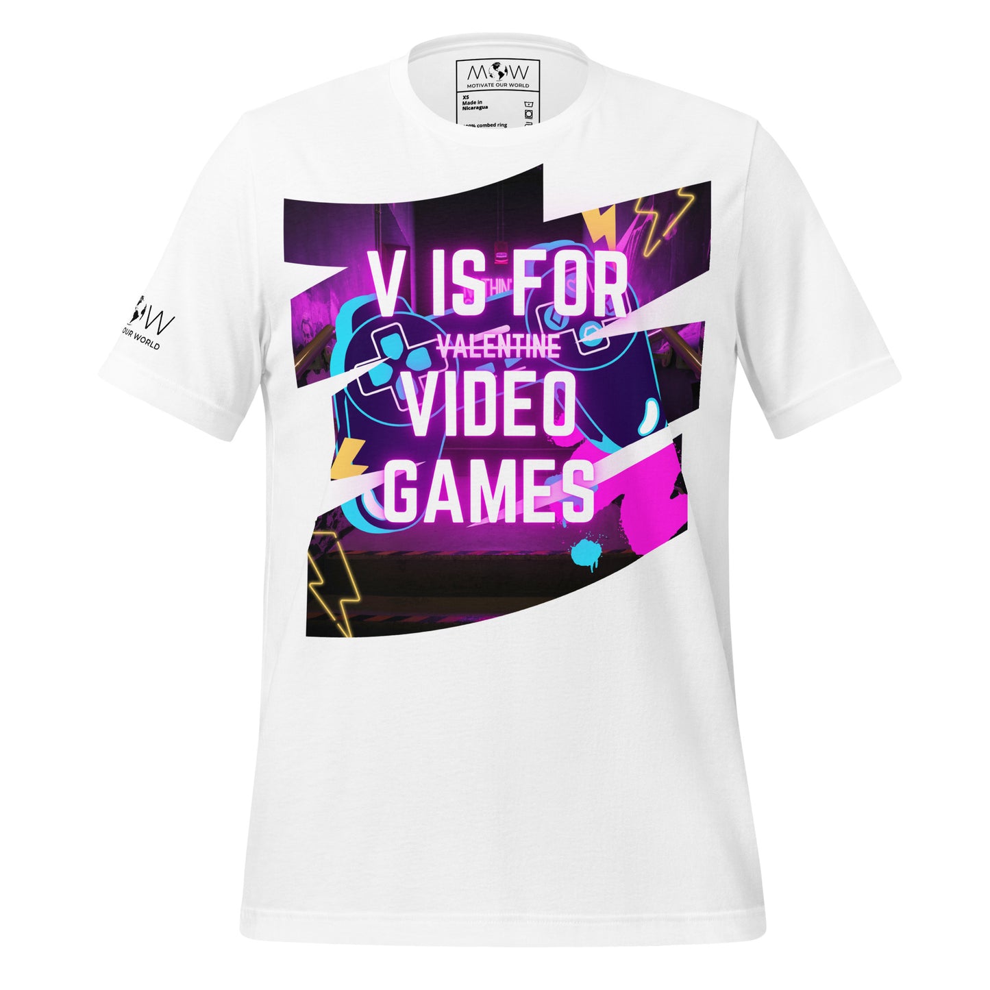 "V is for Video Games"  White Motivational Men's T-Shirt
