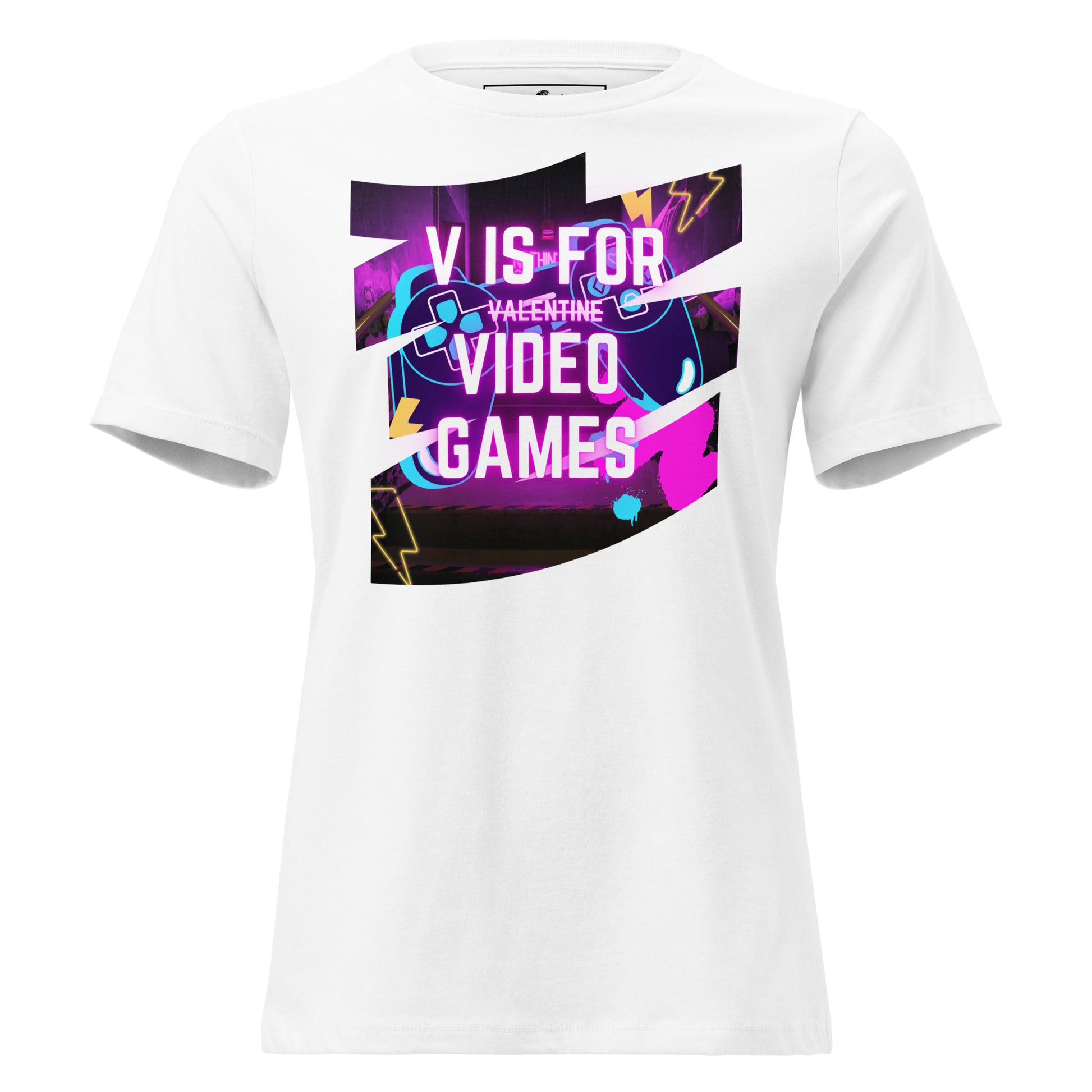 "V is for Video Games" White Motivational Women’s T-Shirt