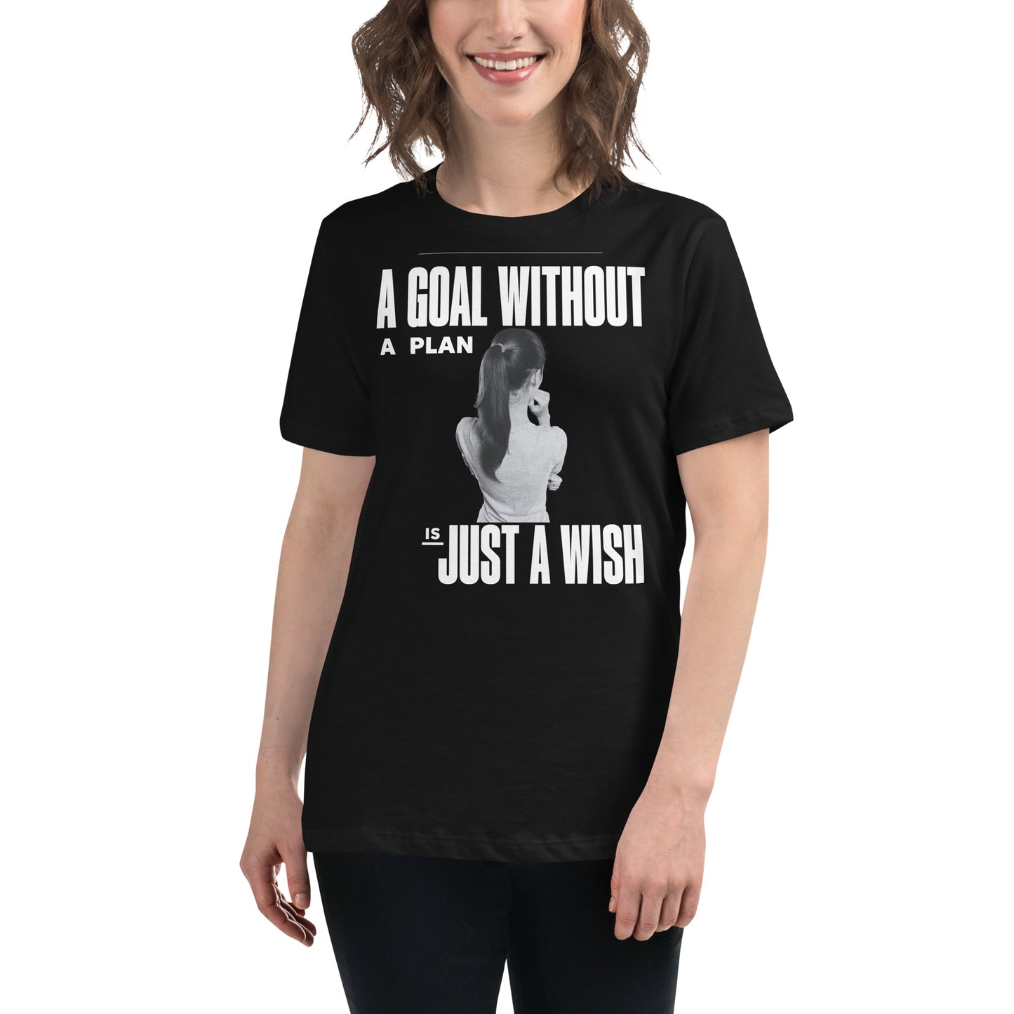 Vision from Behind Black Motivational Women’s T-Shirt Lifestyle