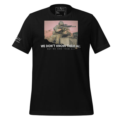 We Don't Know Them All But We Owe Them All Men's Motivational Black T-Shirt