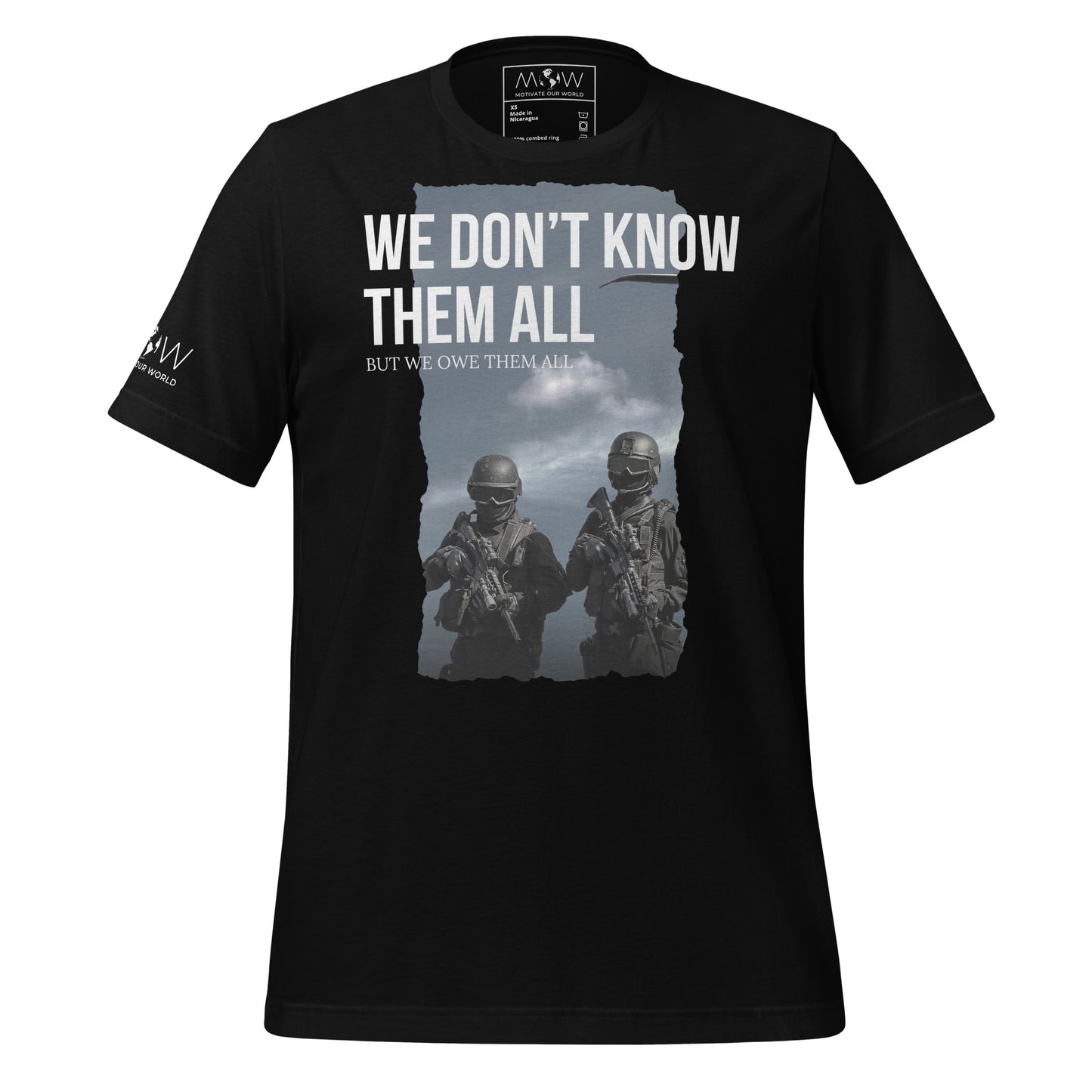 We Don't Know Them All But We Owe Them Men's Motivational Black T-Shirt