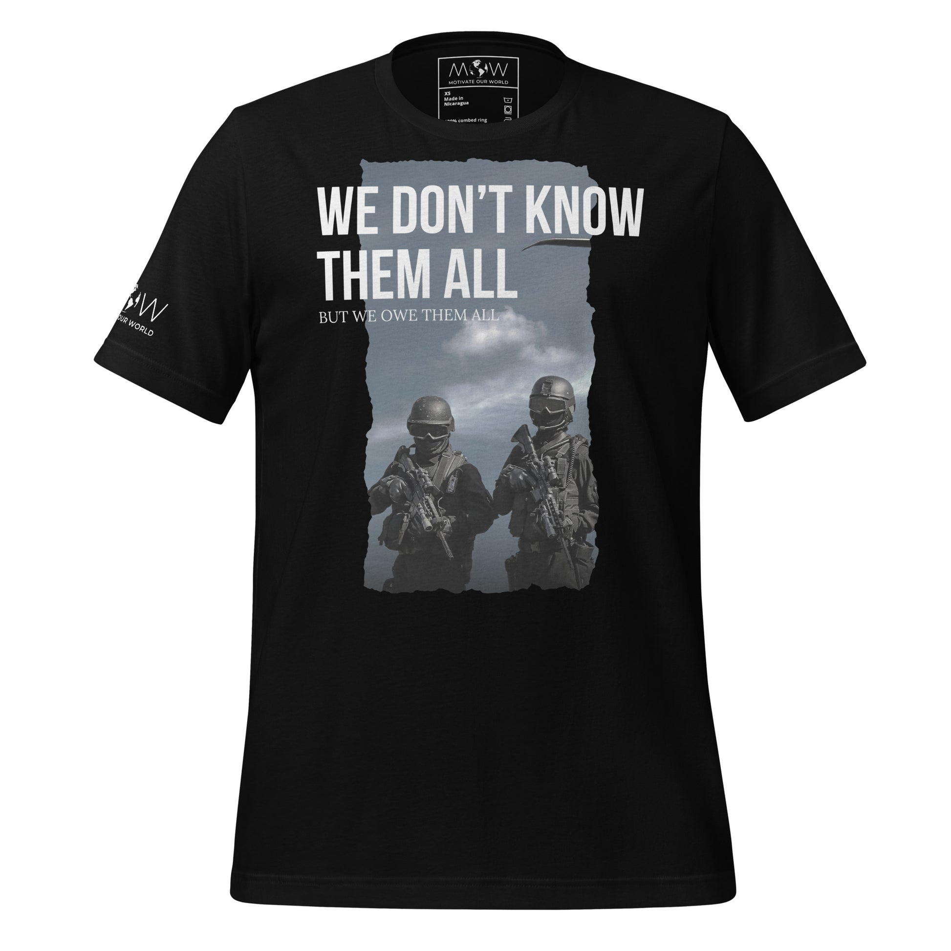 We Don't Know Them All But We Owe Them Men's Motivational Black T-Shirt