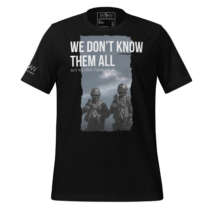 We Don't Know Them All But We Owe Them Men's Motivational Black T-Shirt