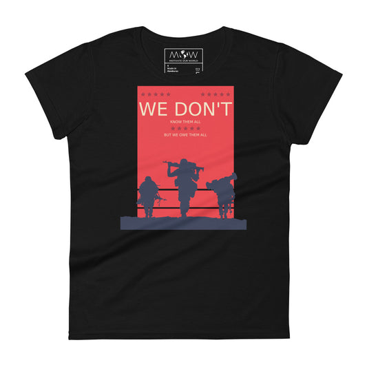 We Don't Know Women's Motivational Black T-Shirt
