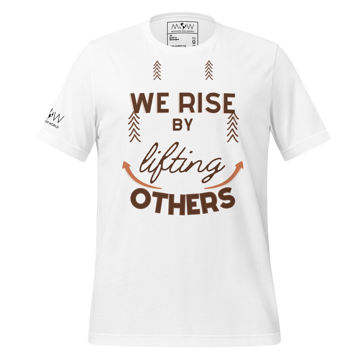 We Rise by Lifting White Motivational Men's T-Shirt