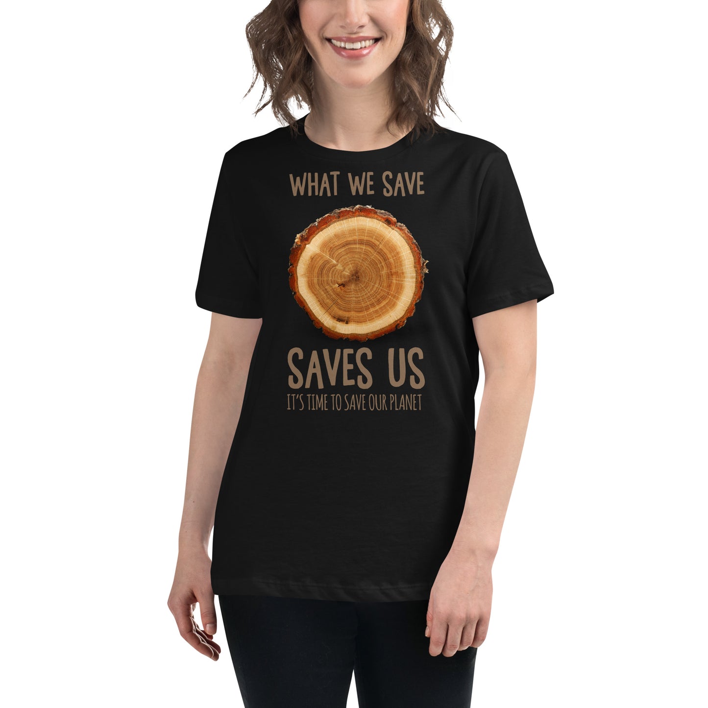 What We Save Saves Us Tree Rings Black Motivational Women’s T-Shirt Lifestyle