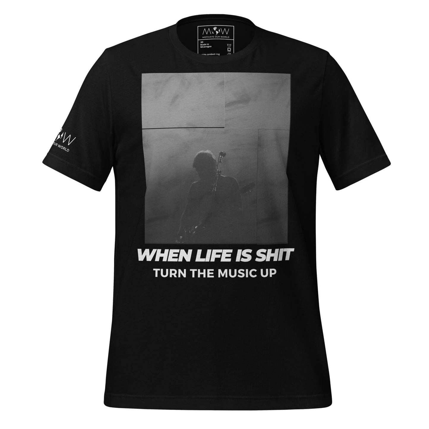 When Life Is Sh*t Turn the Music Up - Live Edition Black Motivational Men's T-Shirt