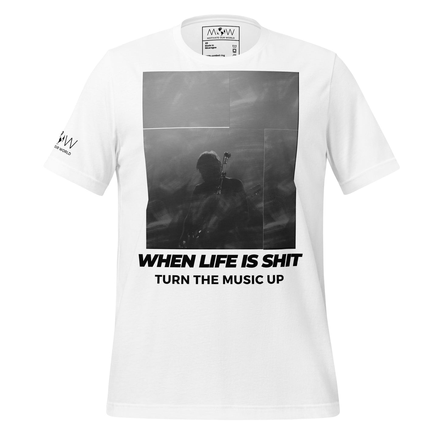 When Life Is Sh*t Turn the Music Up - Live Edition White Motivational Men's T-Shirt