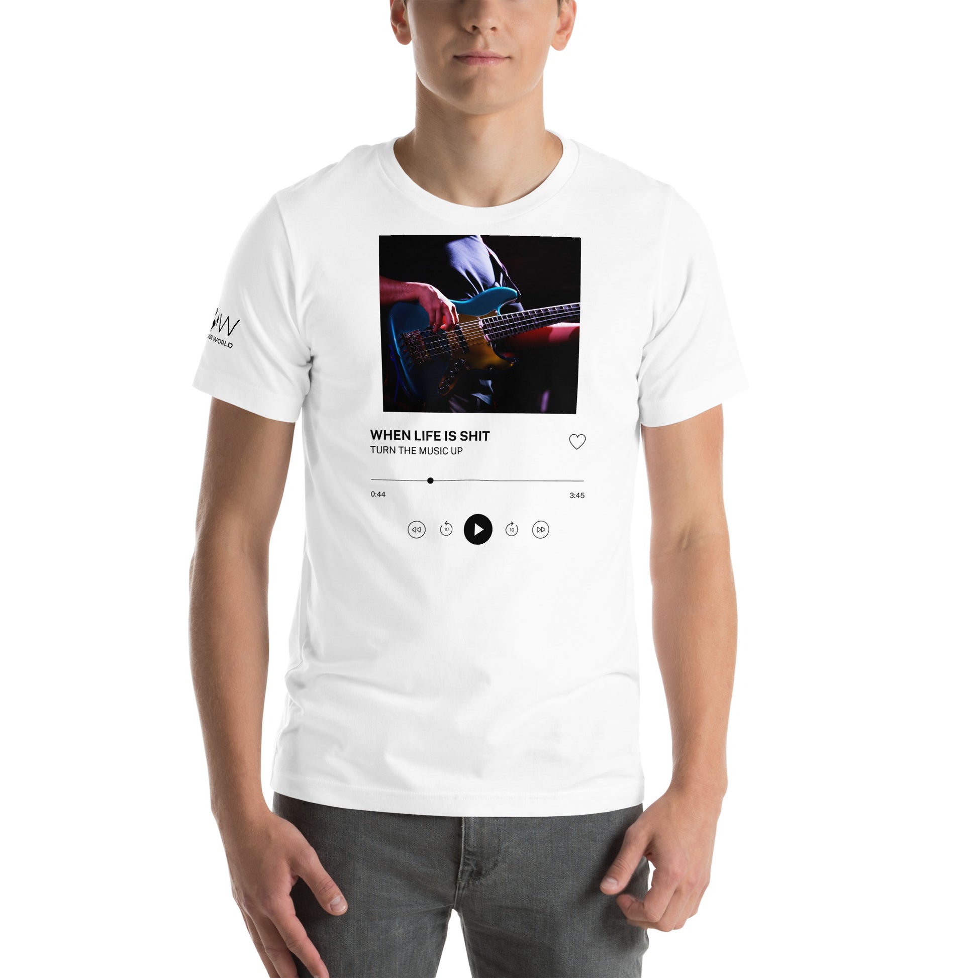 When Life Is Sh*t Turn the Music Up - Player Edition White Motivational Men's T-Shirt