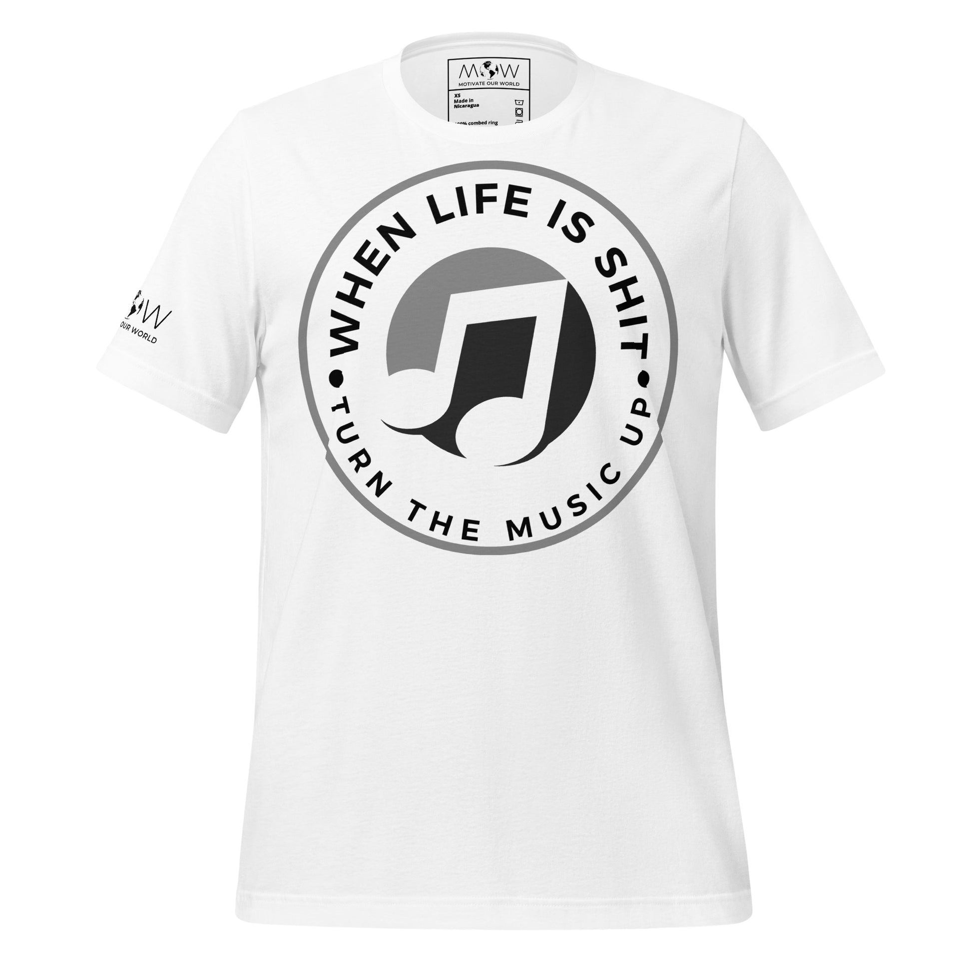 When Life Is Sh*t Turn the Music Up White Motivational Men's T-Shirt