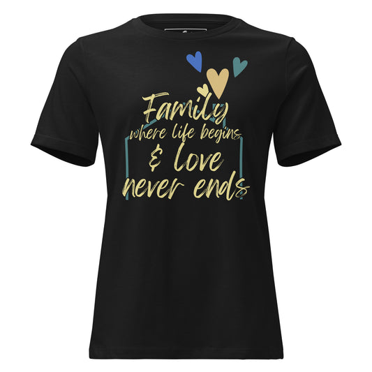 Where Life Begins & Love Never Ends - Black Motivational Women’s T-Shirt