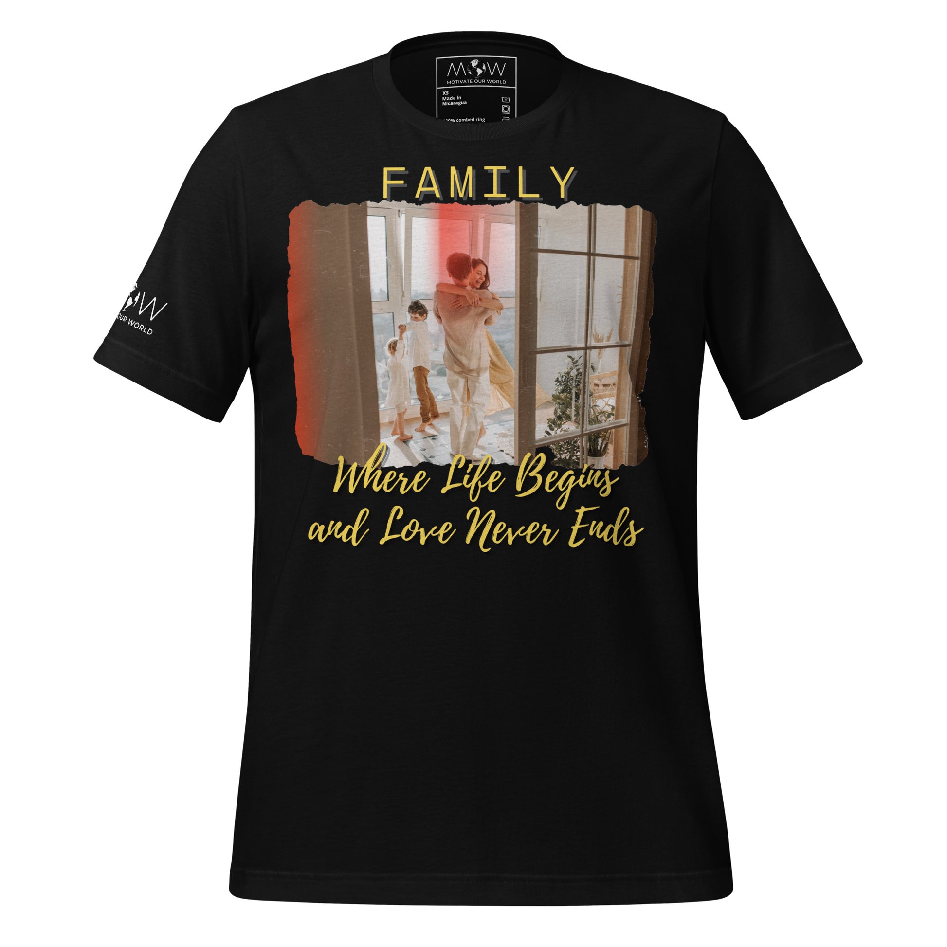 Where Life Begins and Love Never Ends - Happy Family Black Motivational Men's T-Shirt