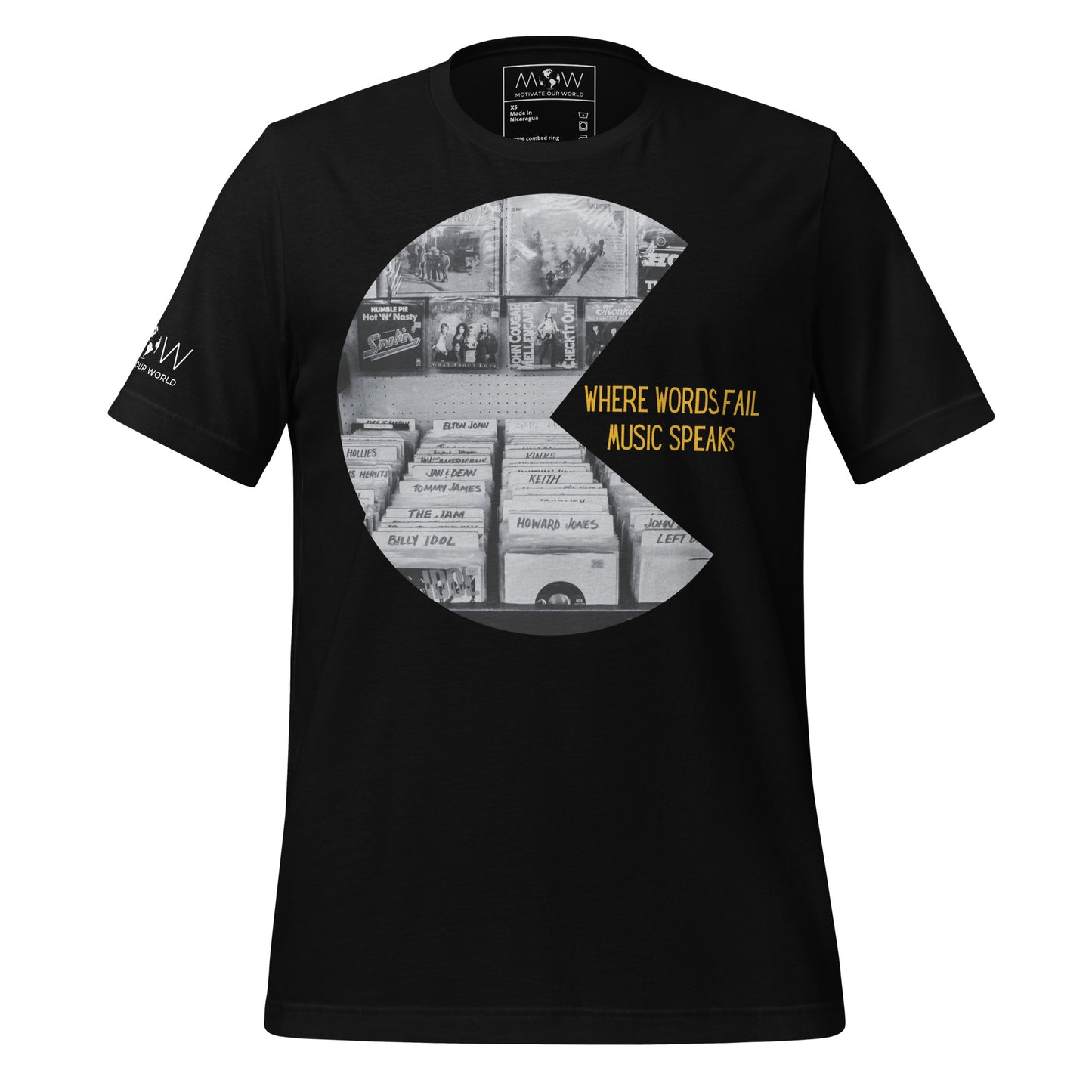 Where Words Fail, Music Speaks - Vinyl Records Edition Black Motivational Men's T-Shirt