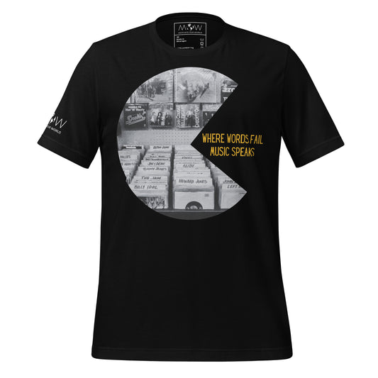 Where Words Fail, Music Speaks - Vinyl Records Edition Black Motivational Men's T-Shirt