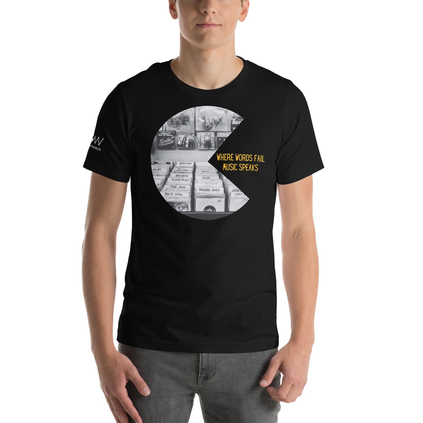 Where Words Fail, Music Speaks - Vinyl Records Edition Black Motivational Men's T-Shirt