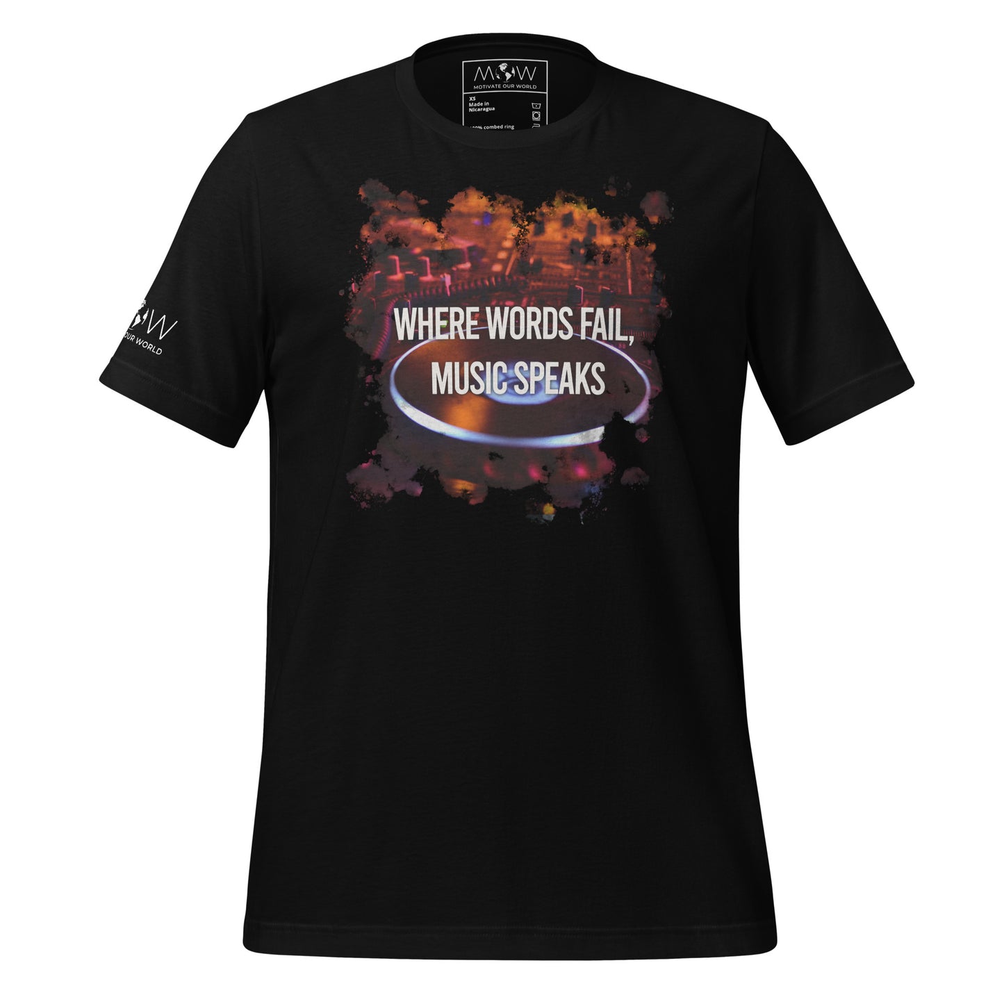 Where Words Fail, Music Speaks – DJ Edition Black Motivational Men's T-Shirt