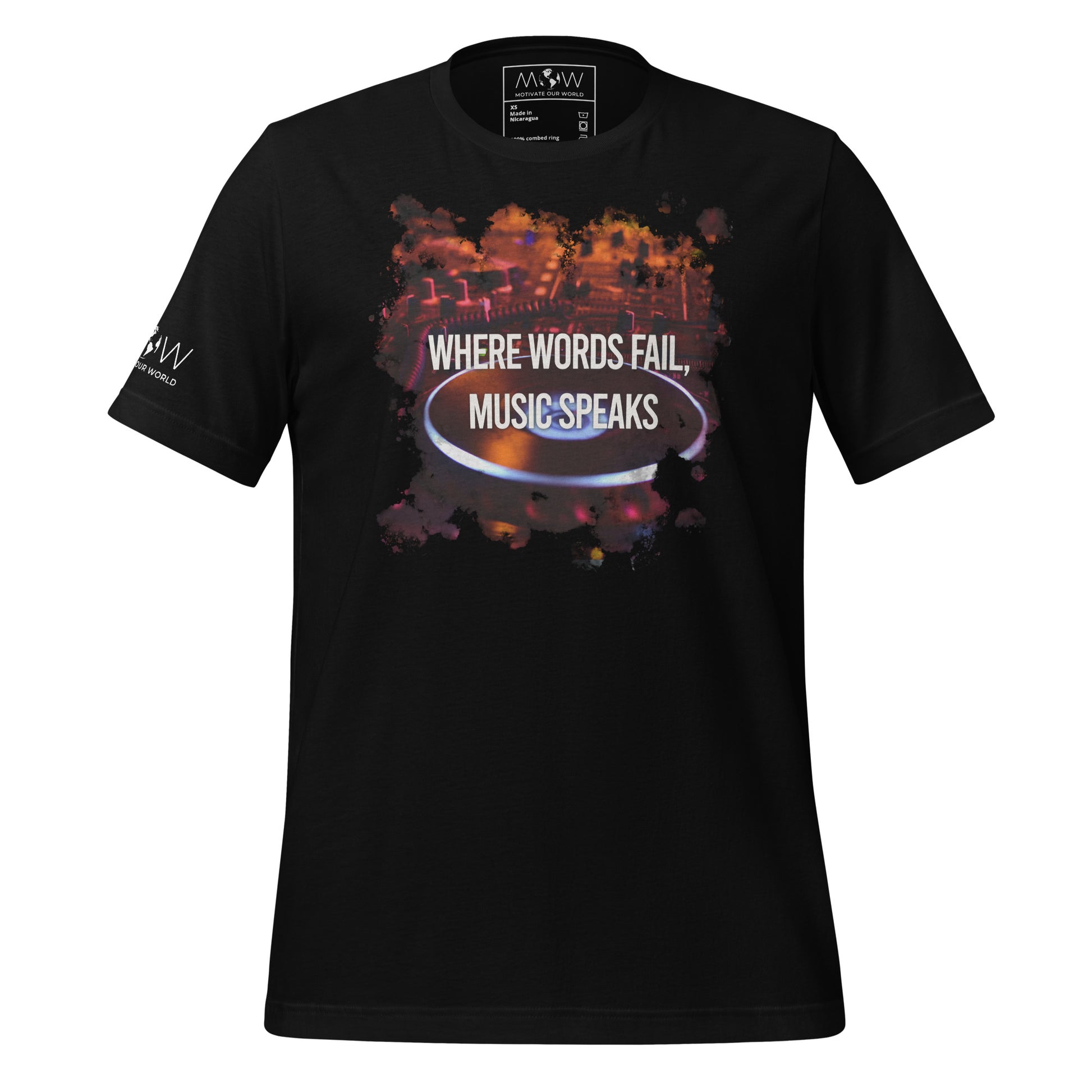 Where Words Fail, Music Speaks – DJ Edition Black Motivational Men's T-Shirt