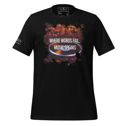 Where Words Fail, Music Speaks – DJ Edition Black Motivational Men's T-Shirt