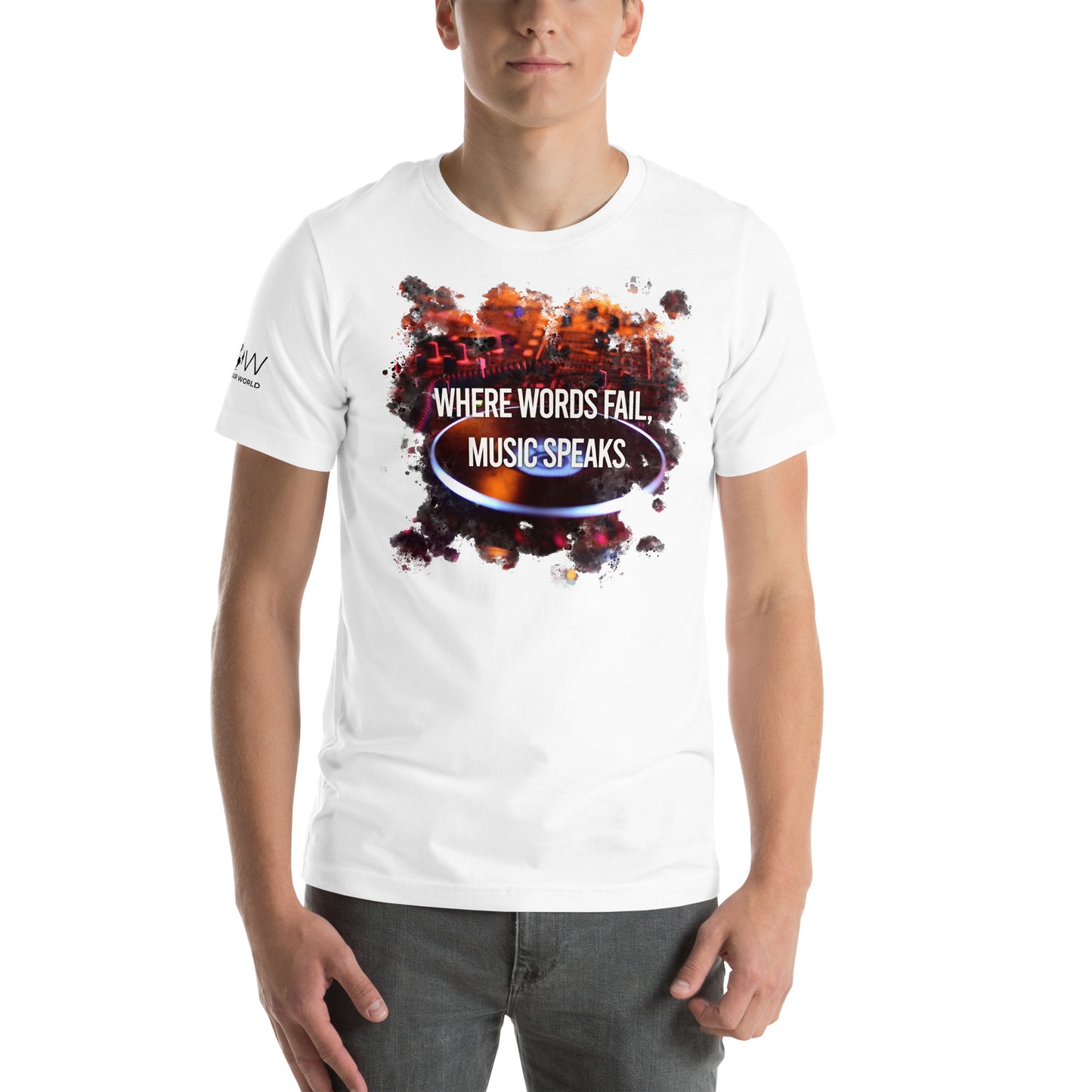 Where Words Fail, Music Speaks – DJ Edition White Motivational Men's T-Shirt