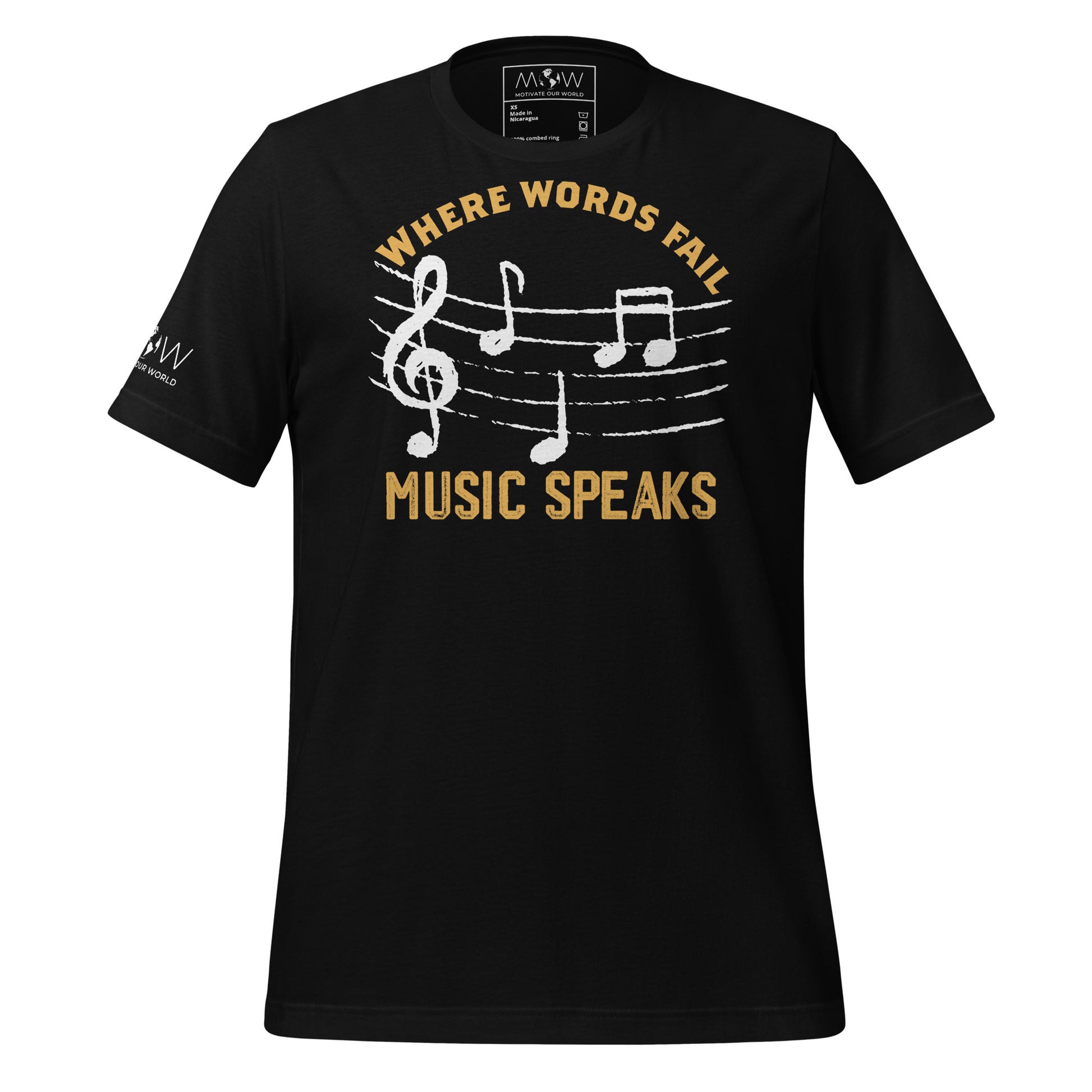 Where Words Fail Music Speaks – Music Notes Black Motivational Men's T-Shirt