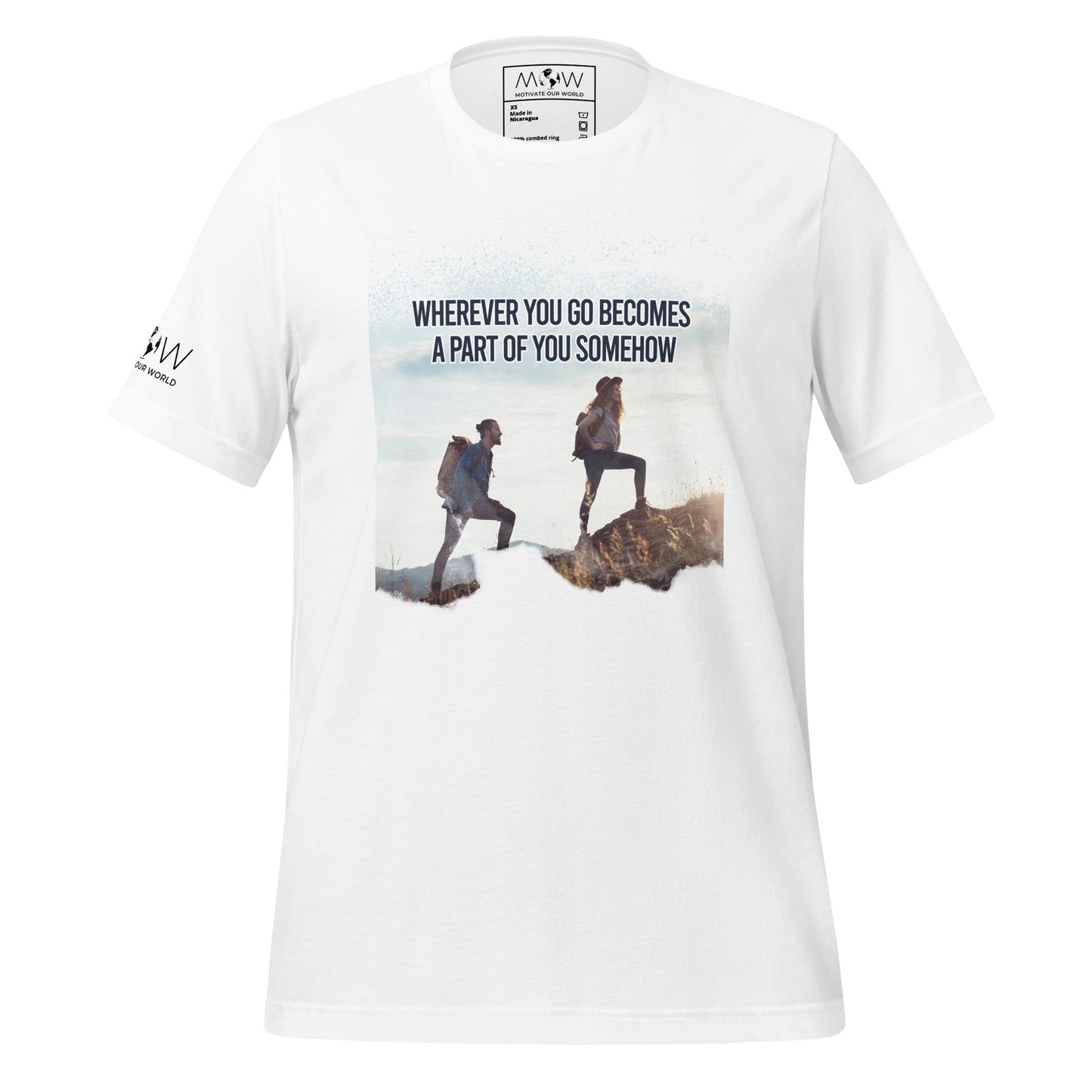 "Wherever You Go Becomes a Part of You Somehow" Men's Motivational White T-Shirt