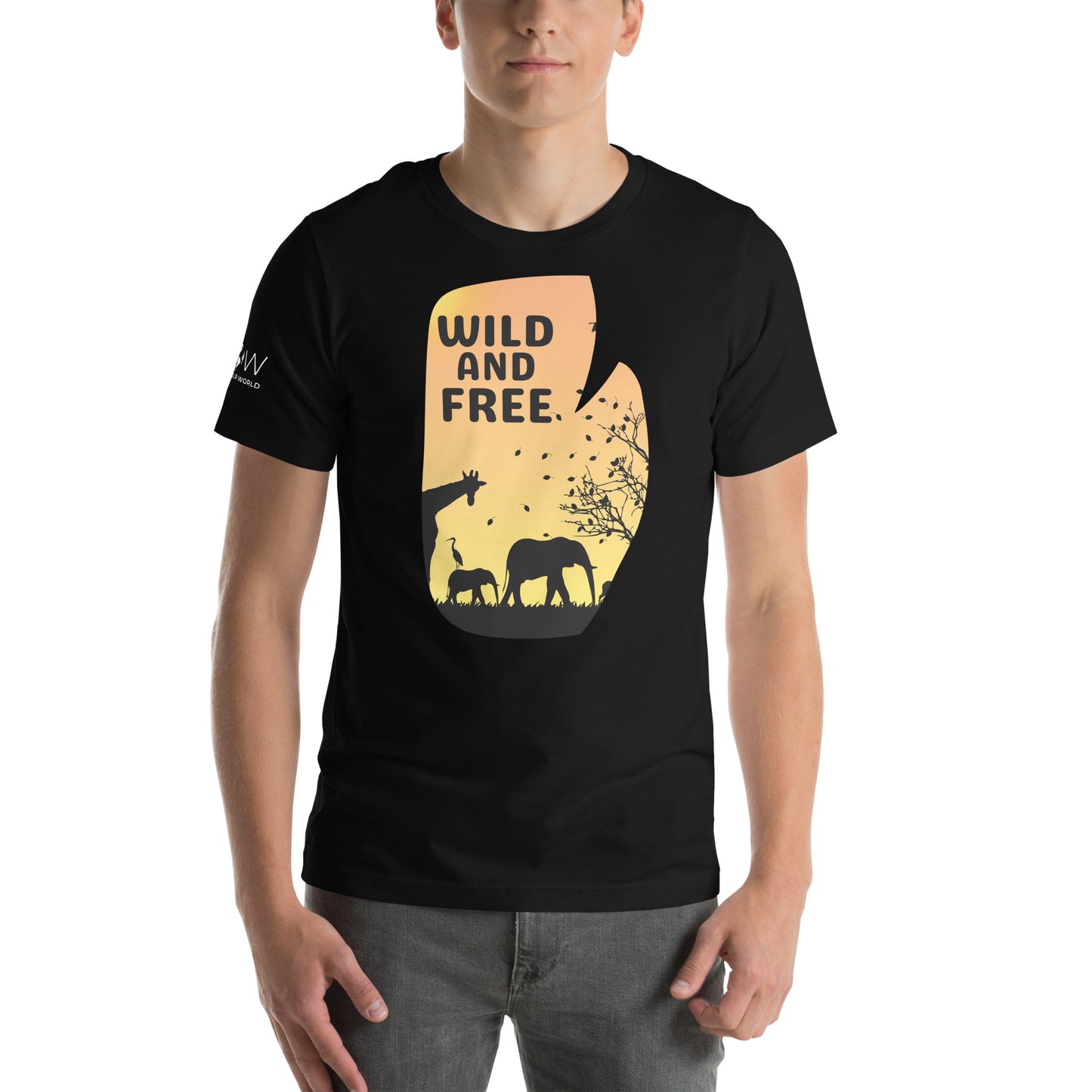 Wild and Free - African Wildlife Black Motivational Men's T-Shirt Lifestyle