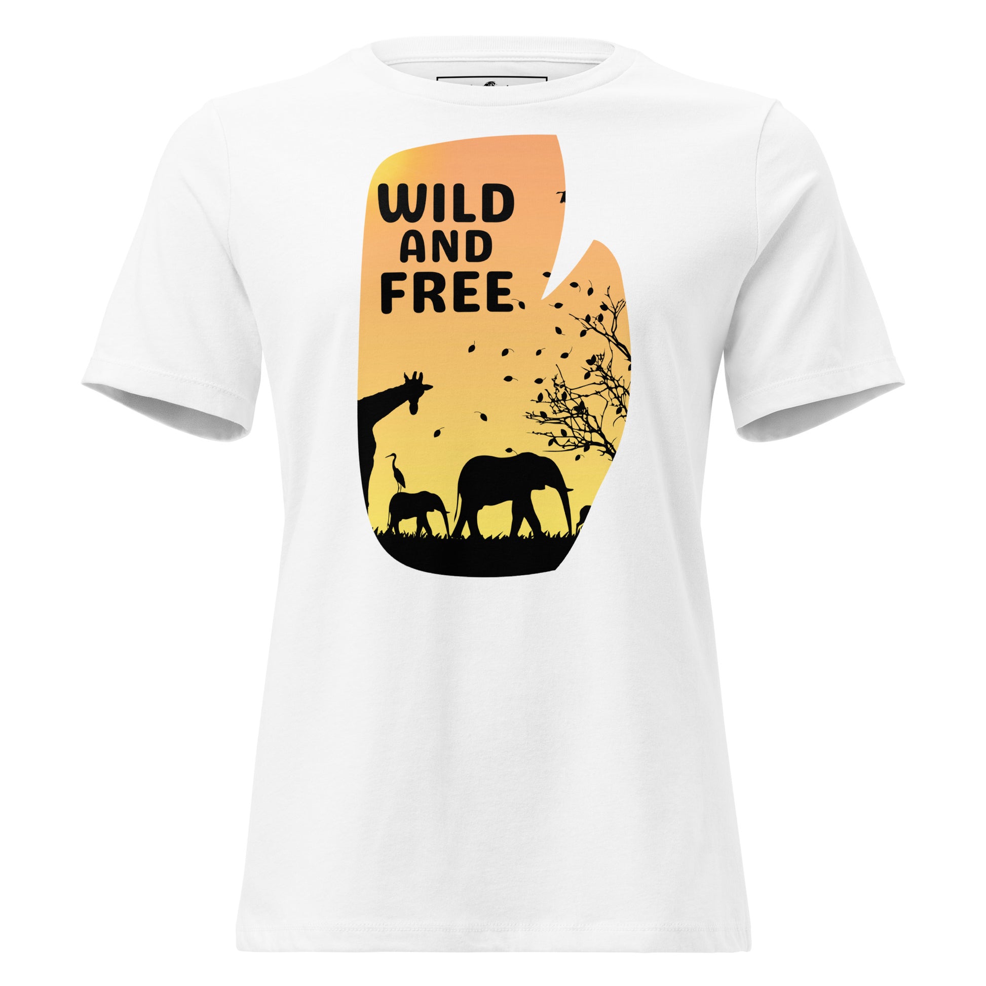 Wild and Free - African Wildlife White Motivational Women’s T-Shirt