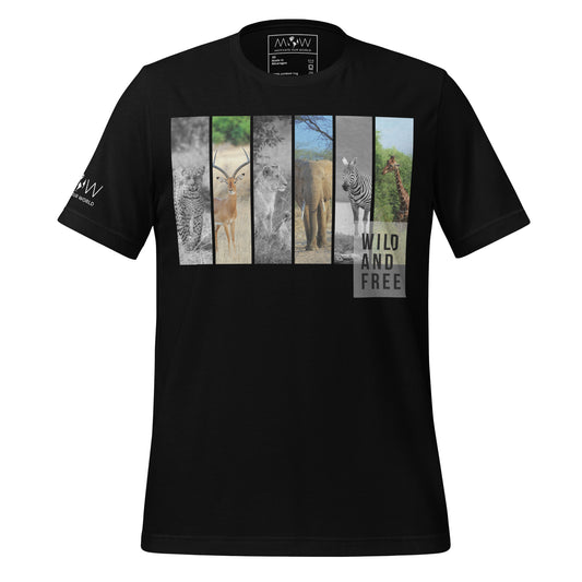 Wild and Free - Majestic Animals Black Motivational Men's T-Shirt