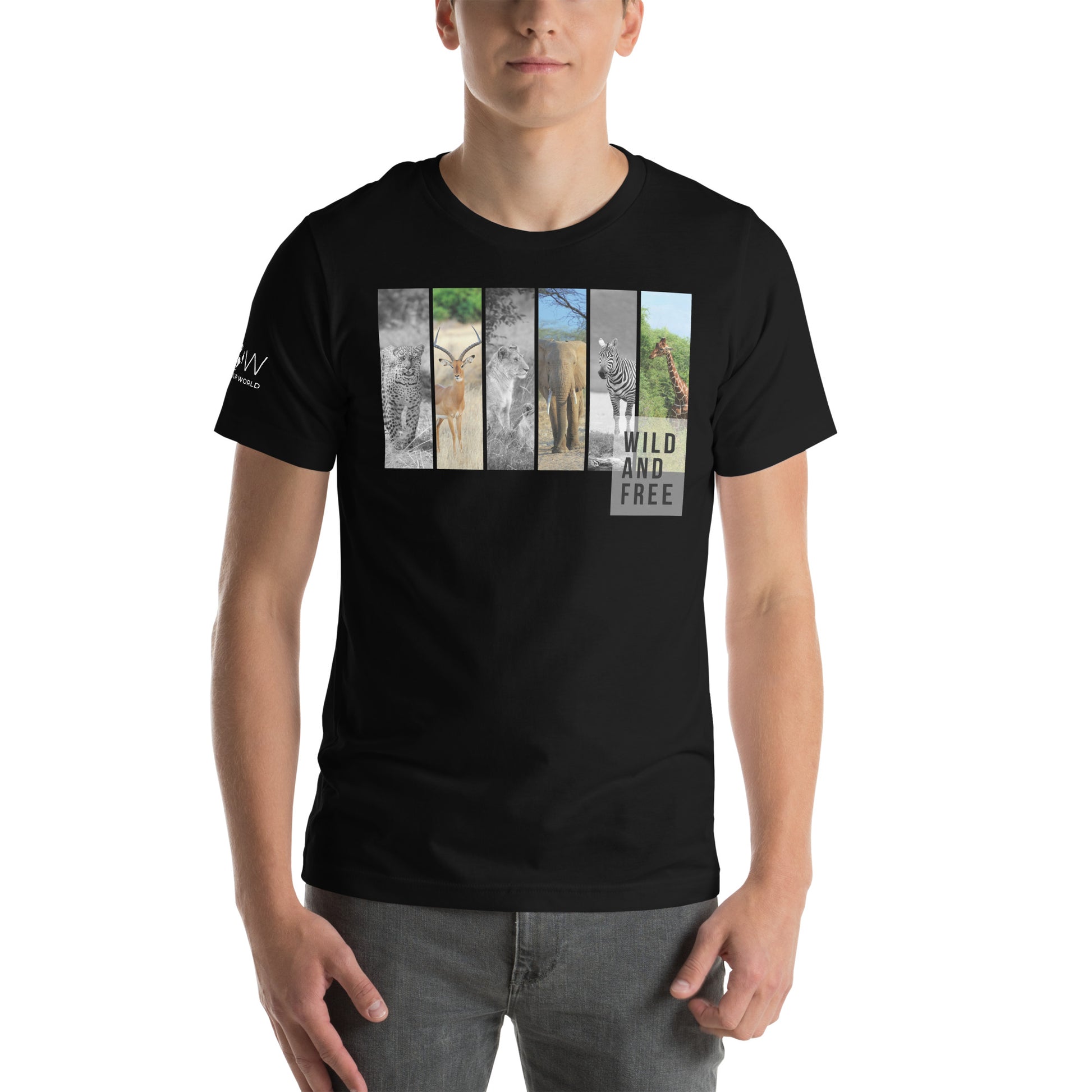 Wild and Free - Majestic Animals Black Motivational Men's T-Shirt