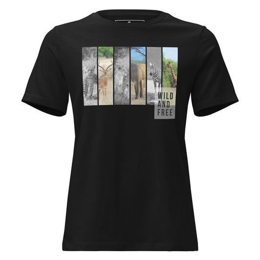 Wild and Free - Majestic Animals Black Motivational Women’s T-Shirt
