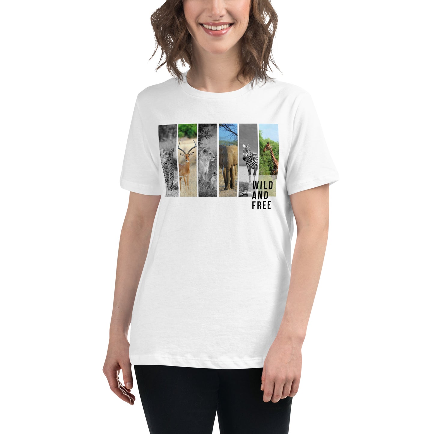 Wild and Free - Majestic Animals White Motivational Women’s T-Shirt Lifestyle