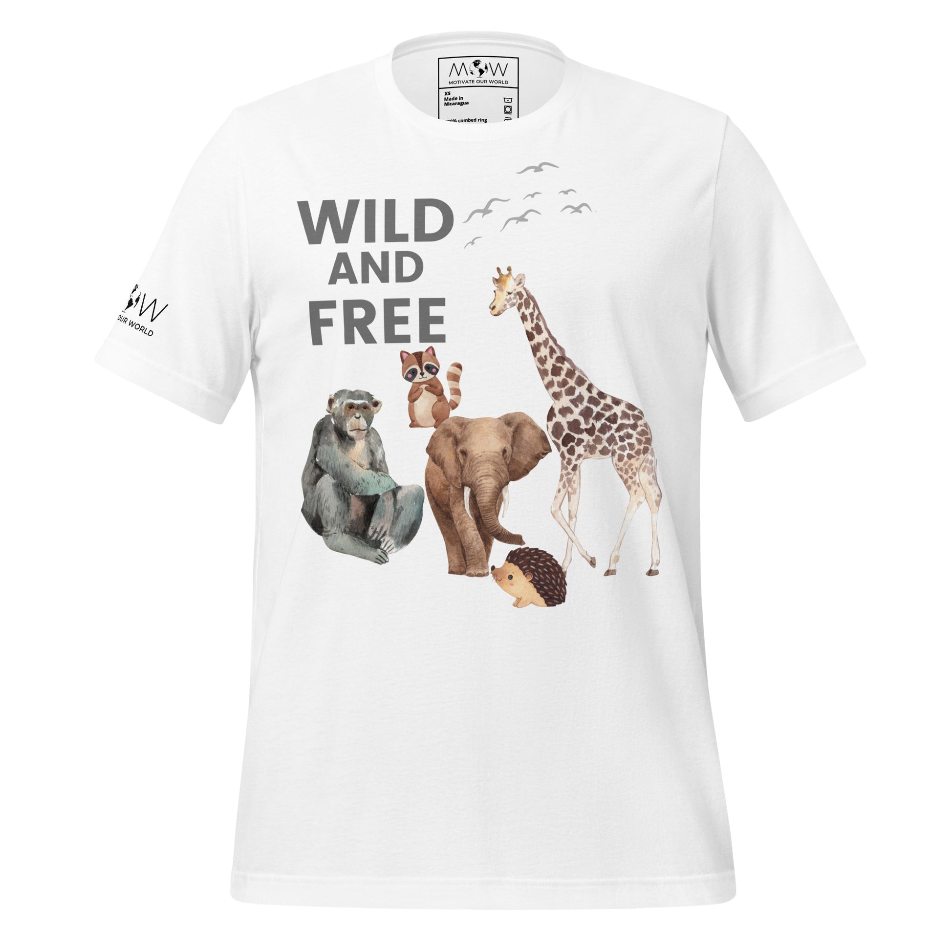 Wild and Free - Watercolor Wildlife White Motivational Men's T-Shirt