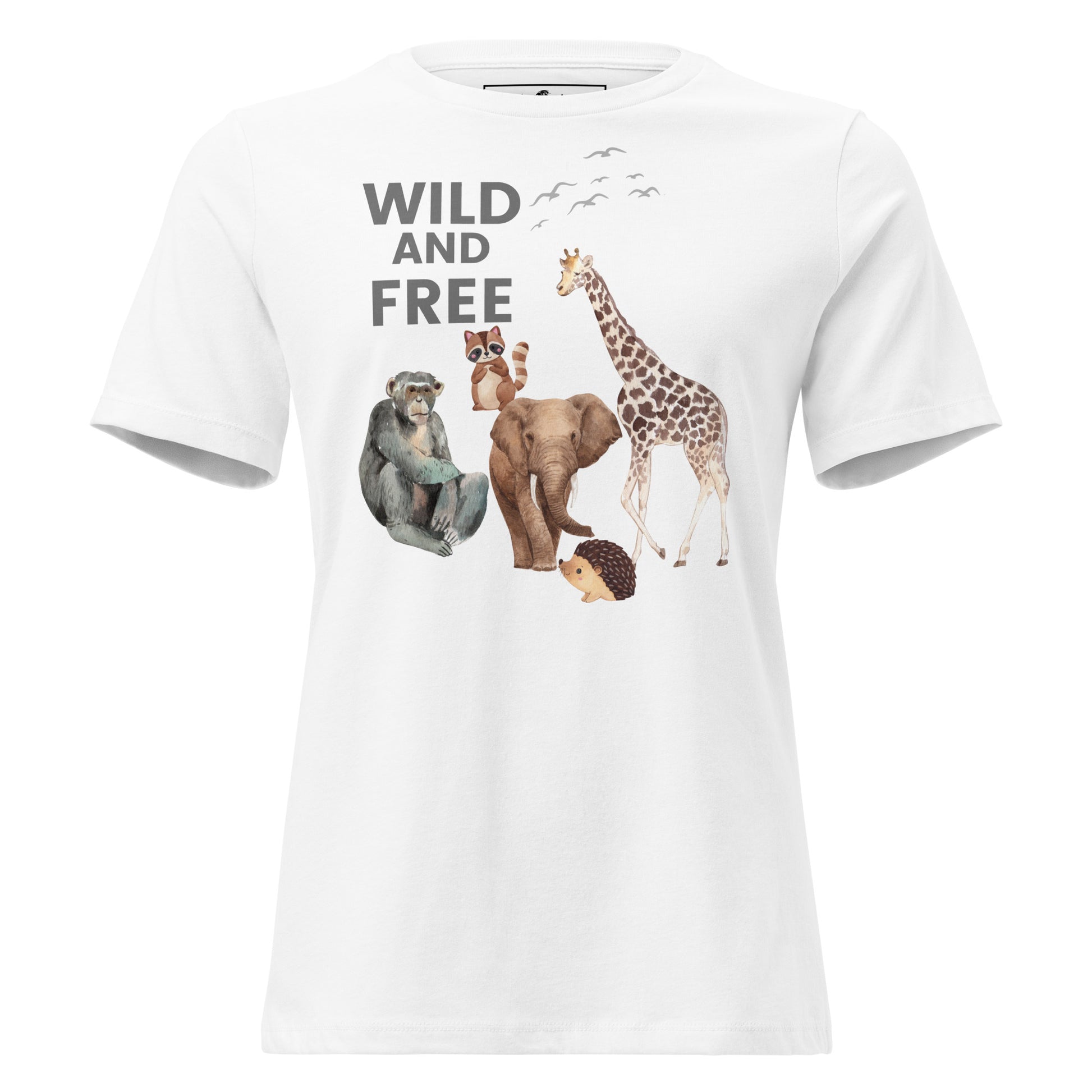 Wild and Free - Watercolor Wildlife White Motivational Women’s T-Shirt