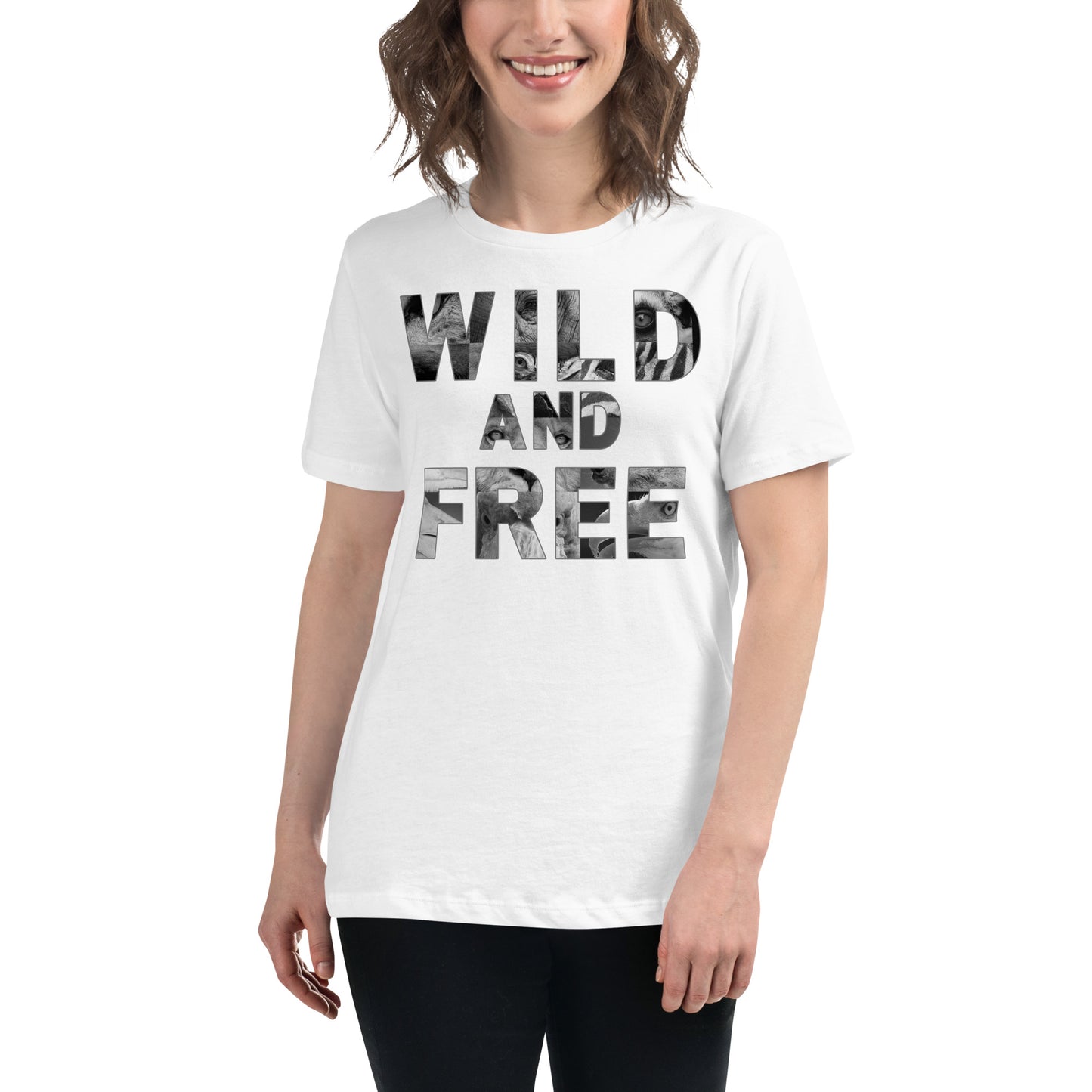 Wild and Free White Motivational Women’s T-Shirt Lifestyle