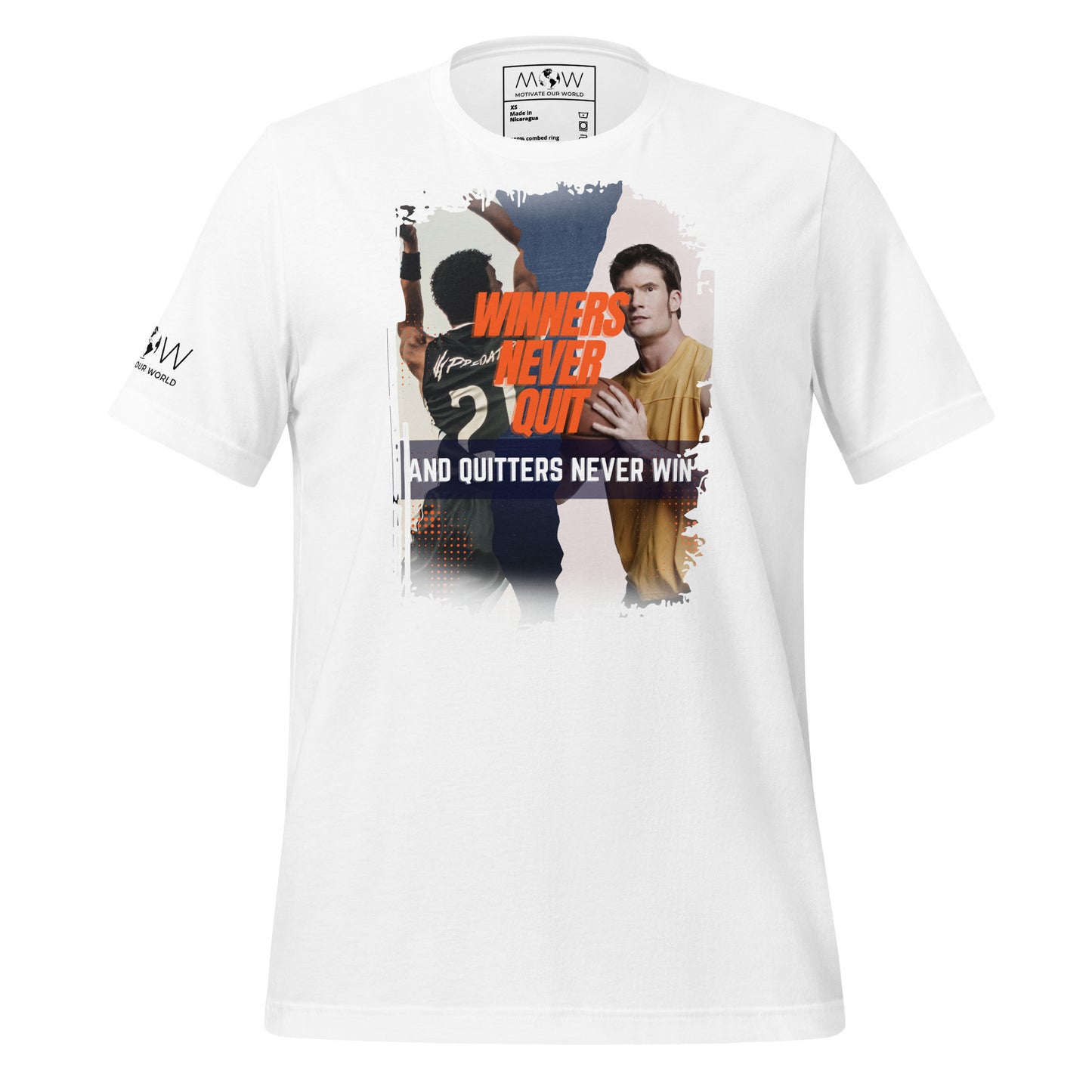 "Winners Never Quit and Quitters Never Win" Sports Men's Motivational White T-Shirt