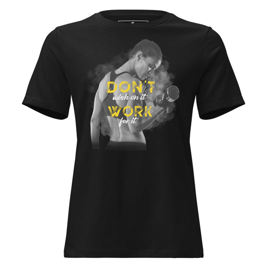 Wish on It, Work for It Black Motivational Women’s T-Shirt