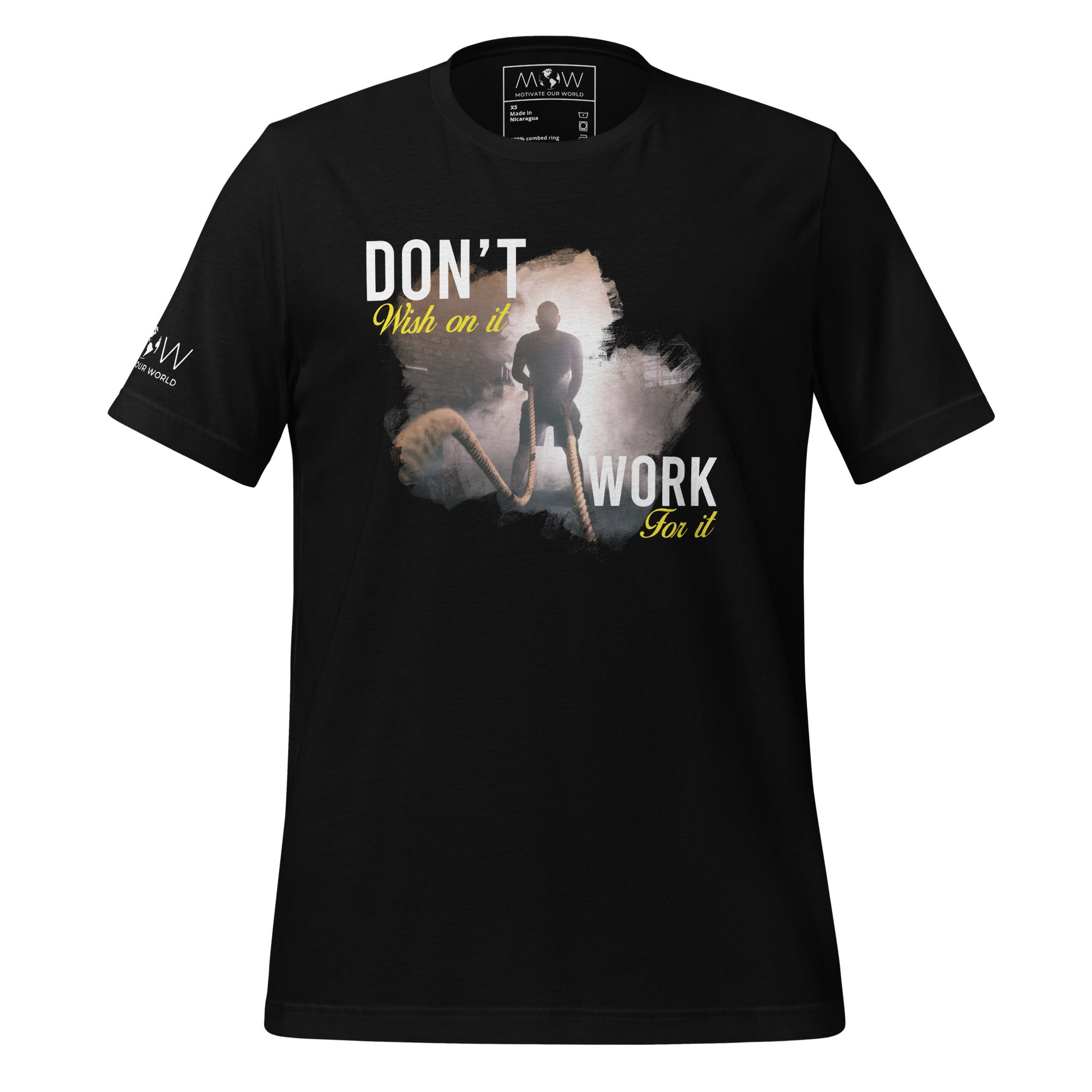 Wish on It, Work for It Men's Motivational Black T-Shirt