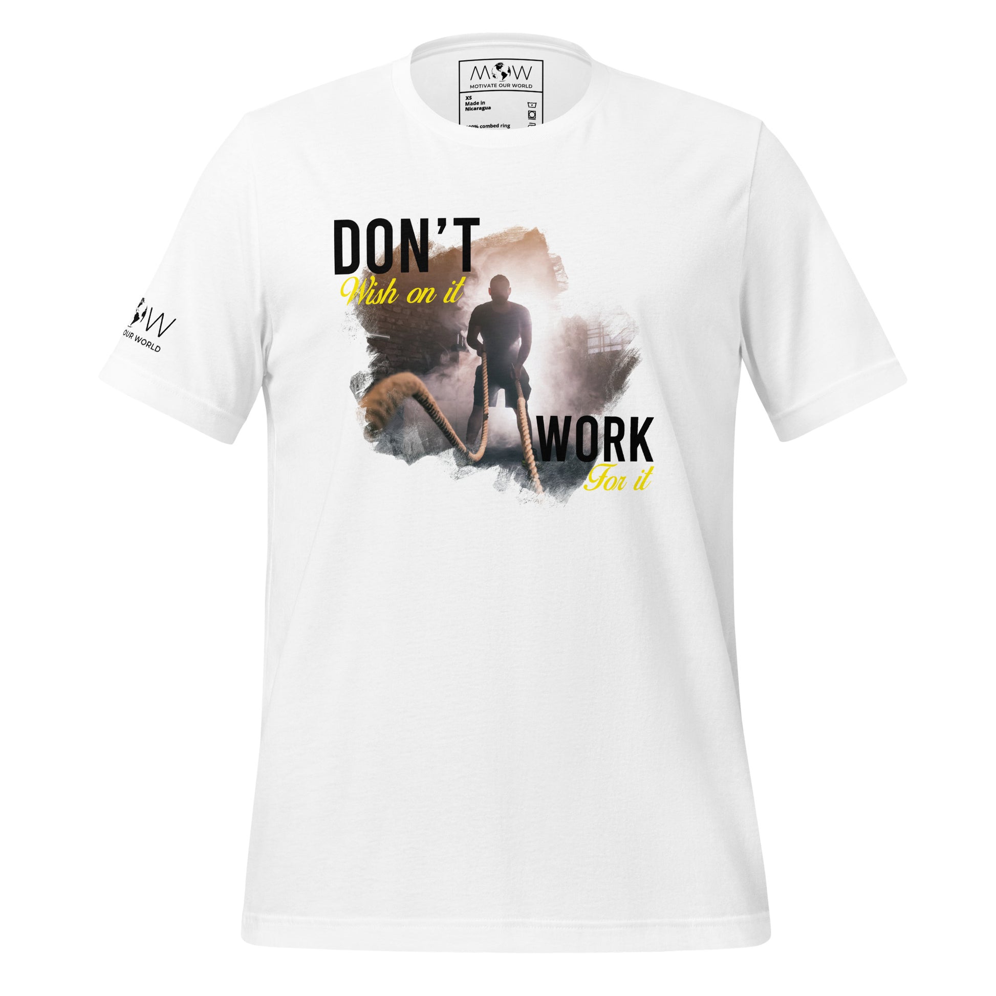 Wish on It, Work for It Men's Motivational White T-Shirt