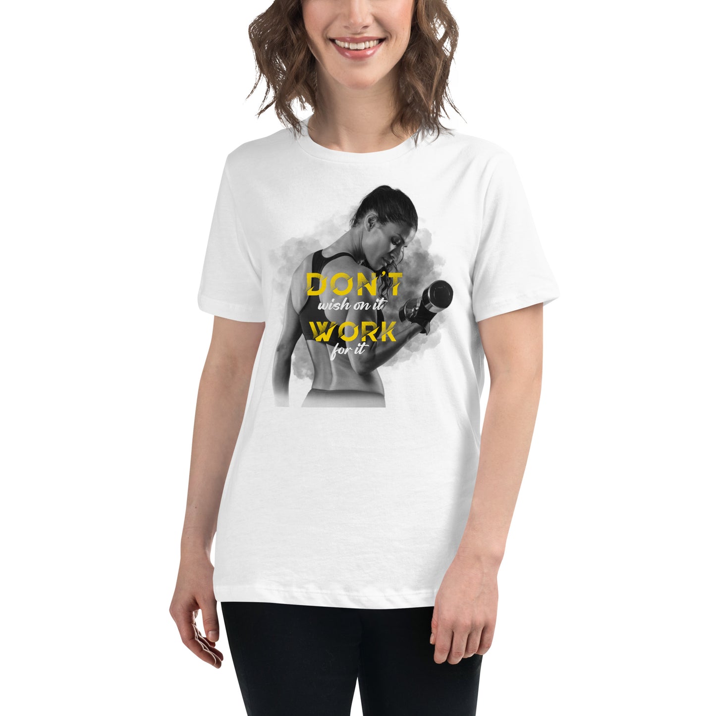 Wish on It, Work for It White Motivational Women’s T-Shirt