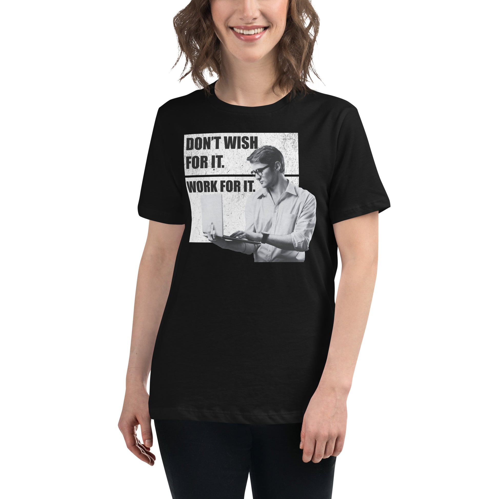Work For It Focus Black Motivational Women’s T-Shirt Lifestyle