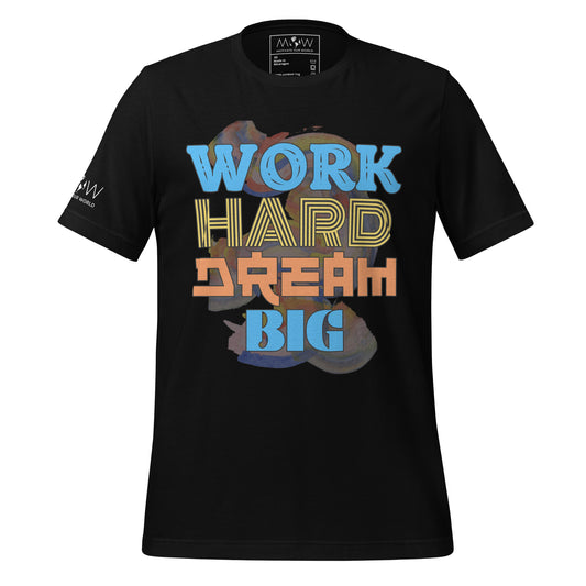 Work Hard Dream Big - Brushstroke Edition Black Motivational Men's T-Shirt