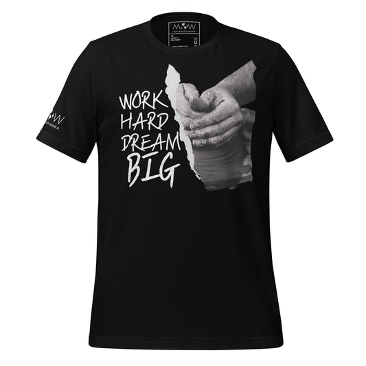 Work Hard Dream Big - Hands of Creation Edition Black Motivational Men's T-Shirt