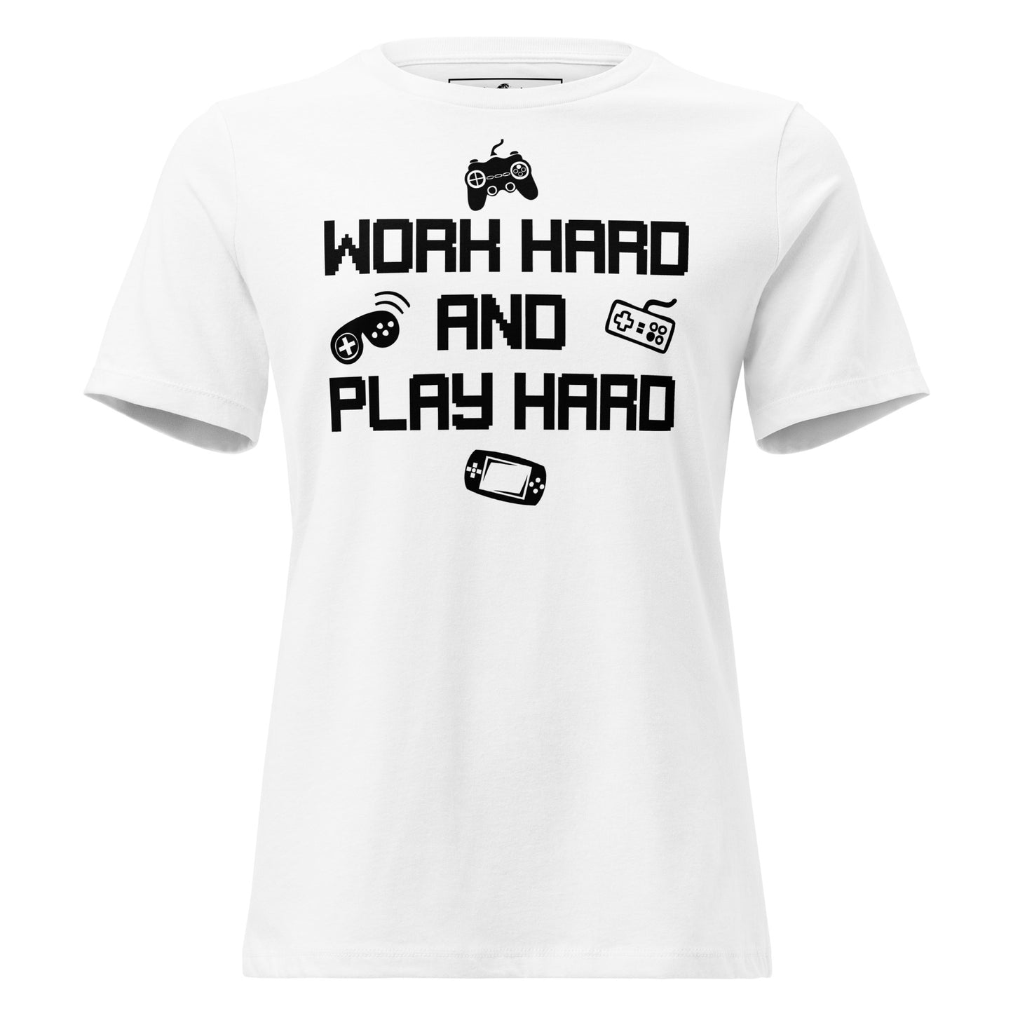 Work Hard Play Hard White Motivational Women’s T-Shirt