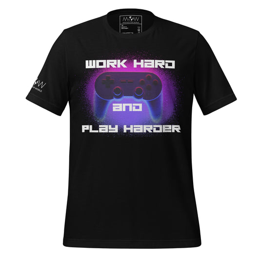 Work Hard, Play Harder Black Motivational Men's T-Shirt